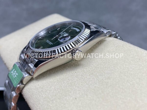 ARF Factory Counterweight Rolex Day-Date 228239-0033 40mm White Gold Roman Numerals Olive Green Dial (10) ARF Factory Counterweight Rolex Day-Date 228239-0033 40mm White Gold Roman Numerals Olive Green Dial