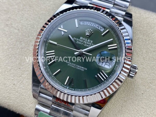 ARF Factory Counterweight Rolex Day-Date 228239-0033 40mm White Gold Roman Numerals Olive Green Dial (3) ARF Factory Counterweight Rolex Day-Date 228239-0033 40mm White Gold Roman Numerals Olive Green Dial