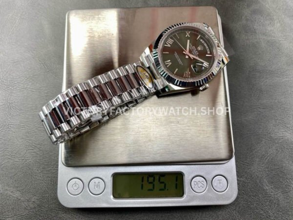 ARF Factory Counterweight Rolex Day-Date 228239-0033 40mm White Gold Roman Numerals Olive Green Dial (4) ARF Factory Counterweight Rolex Day-Date 228239-0033 40mm White Gold Roman Numerals Olive Green Dial