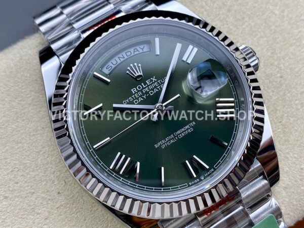 ARF Factory Counterweight Rolex Day-Date 228239-0033 40mm White Gold Roman Numerals Olive Green Dial (8) ARF Factory Counterweight Rolex Day-Date 228239-0033 40mm White Gold Roman Numerals Olive Green Dial