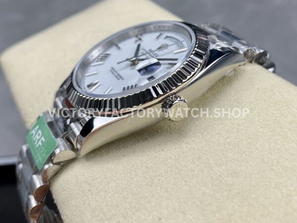 ARF Factory Counterweight Rolex Day-Date 228239 40mm White Gold Roman Numerals White Dial (2) ARF Factory Counterweight Rolex Day-Date 228239 40mm White Gold Roman Numerals White Dial