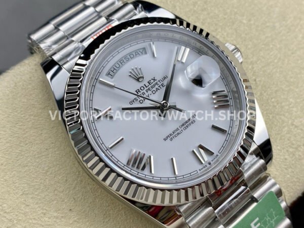 ARF Factory Counterweight Rolex Day-Date 228239 40mm White Gold Roman Numerals White Dial (4) ARF Factory Counterweight Rolex Day-Date 228239 40mm White Gold Roman Numerals White Dial