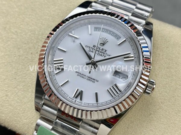 ARF Factory Counterweight Rolex Day-Date 228239 40mm White Gold Roman Numerals White Dial (5) ARF Factory Counterweight Rolex Day-Date 228239 40mm White Gold Roman Numerals White Dial