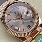 ARF Factory Counterweight Rolex Day-Date 228245-0001 40mm Full Rose Gold Roman Numerals Pink Dial (2) ARF Factory Counterweight Rolex Day-Date 228245-0001 40mm Full Rose Gold Roman Numerals Pink Dial