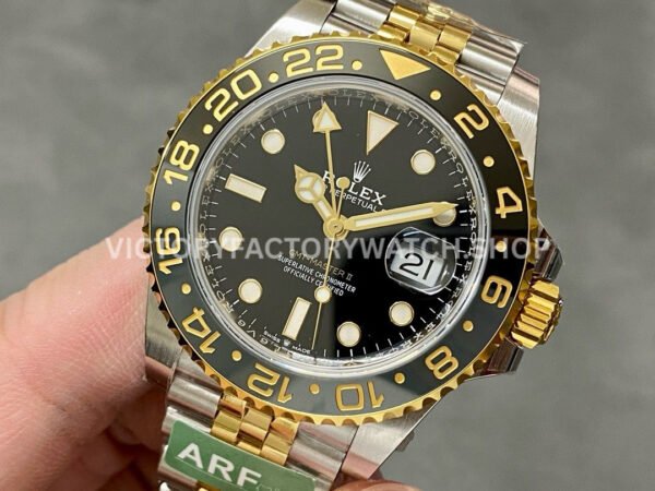 ARF Factory Counterweight Rolex GMT-Master II 126713GRNR Half Yellow Gold Black Dial Jubilee (2) ARF Factory Counterweight Rolex GMT-Master II 126713GRNR 40mm Half Yellow Gold Black Dial Jubilee