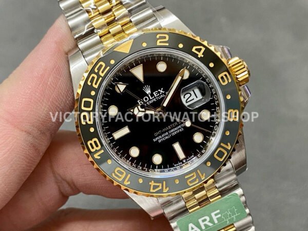 ARF Factory Counterweight Rolex GMT-Master II 126713GRNR Half Yellow Gold Black Dial Jubilee (4) ARF Factory Counterweight Rolex GMT-Master II 126713GRNR 40mm Half Yellow Gold Black Dial Jubilee