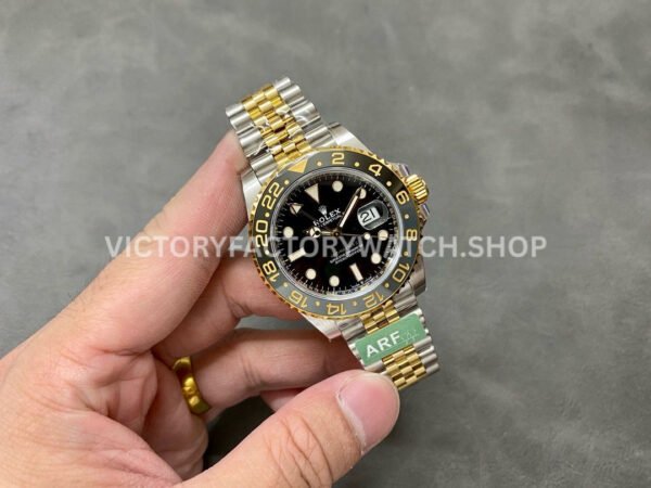 ARF Factory Counterweight Rolex GMT-Master II 126713GRNR Half Yellow Gold Black Dial Jubilee (5) ARF Factory Counterweight Rolex GMT-Master II 126713GRNR 40mm Half Yellow Gold Black Dial Jubilee