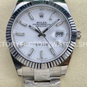 ARF Factory Rolex Datejust 126334-0009 41mm Steel White Dial (1) Rolex Datejust 41 replica fluted bezel