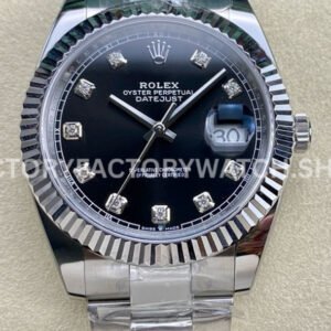 ARF Factory Rolex Datejust 126334-0011 41mm Steel Diamond Black Dial (1) super clone Rolex Datejust replica watch