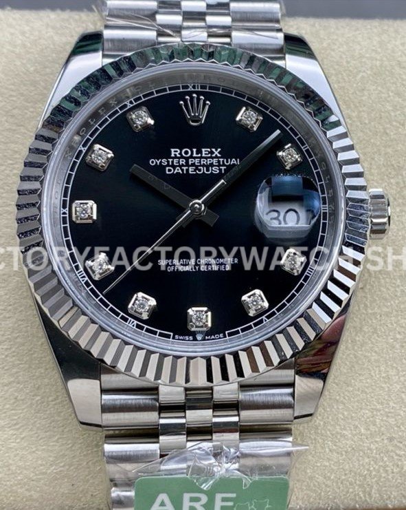 ARF Factory Rolex Datejust 126334-0012 41mm Steel Diamond Black Dial Jubilee (3) datejust 41 jubilee black diamond arf