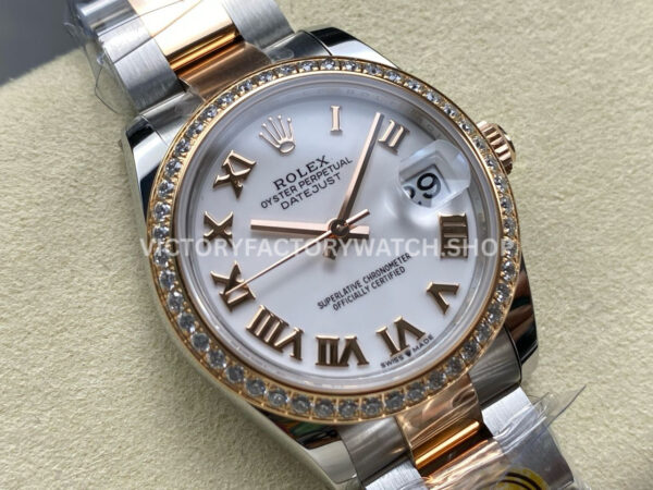 ARF Factory Counterweight Rolex Datejust 278381RBR-0003 31mm Rose Gold Diamond Bezel Roman Numerals White Dial