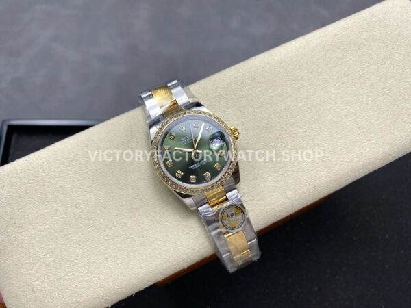 ARF Factory Counterweight Rolex Datejust 278383RBR-0029 31mm Yellow Gold Diamond Bezel Green Dial