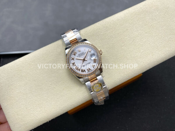 ARF Factory Counterweight Rolex Datejust 278381RBR-0003 31mm Rose Gold Diamond Bezel Roman Numerals White Dial