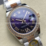 ARF Factory Counterweight Rolex Datejust 278381RBR-0019 31mm Rose Gold Diamond Bezel Roman VI Purple Dial