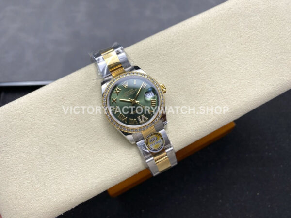 ARF Factory Counterweight Rolex Datejust 278383RBR-0015 31mm Yellow Gold Diamond Bezel Roman VI Green Dial