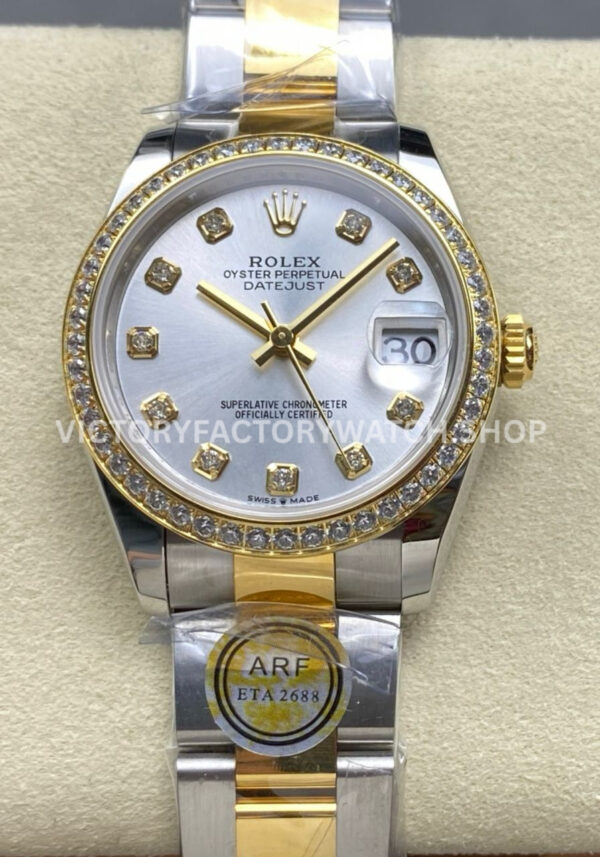 datejust 31 silver dial gold arf