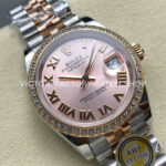 ARF Factory Counterweight Rolex Datejust 278381RBR-0002 31mm Rose Gold Diamond Bezel Roman Numerals Rose Dial