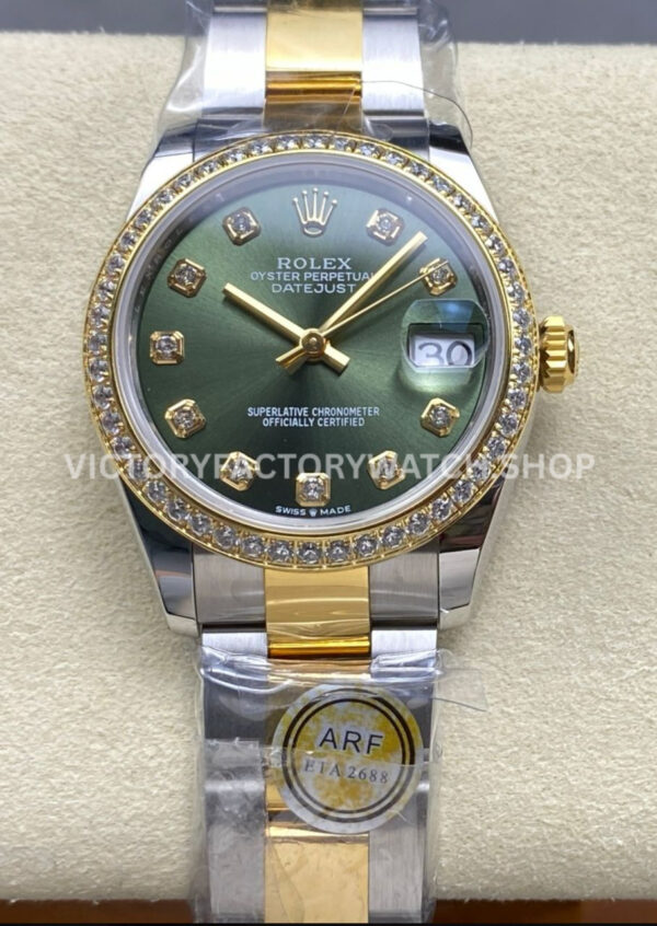 datejust 31 green dial gold arf