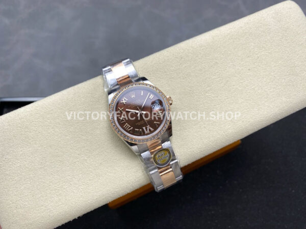 ARF Factory Counterweight Rolex Datejust 278381RBR-0005 31mm Rose Gold Diamond Bezel Roman VI Brown Dial