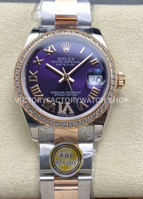 datejust 31 purple dial rose arf