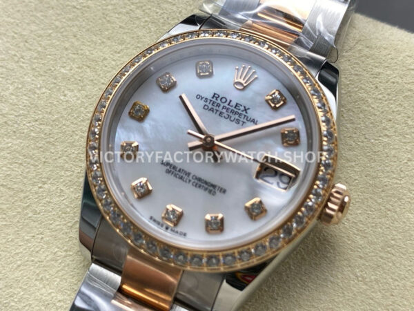 ARF Factory Counterweight Rolex Datejust 278381RBR-0025 31mm Rose Gold Diamond Bezel Mother of Pearl Dial