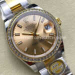 ARF Factory Counterweight Rolex Datejust 278383RBR-0013 31mm Yellow Gold Diamond Bezel Champagne Dial
