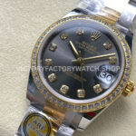 ARF Factory Counterweight Rolex Datejust 278383RBR-0021 31mm Yellow Gold Diamond Bezel Grey Dial
