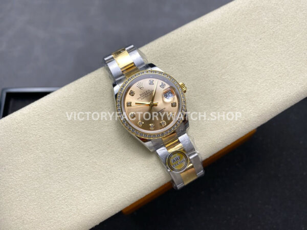 ARF Factory Counterweight Rolex Datejust 278383RBR-0025 31mm Yellow Gold Diamond Bezel Champagne Dial
