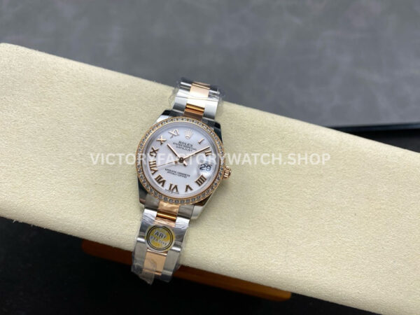ARF Factory Counterweight Rolex Datejust 278381RBR-0003 31mm Rose Gold Diamond Bezel Roman Numerals White Dial