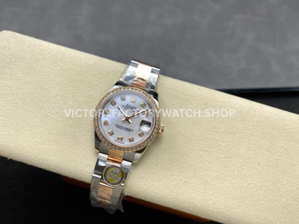 ARF Factory Counterweight Rolex Datejust 278381RBR-0025 31mm Rose Gold Diamond Bezel Mother of Pearl Dial