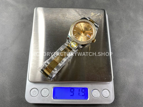 ARF Factory Counterweight Rolex Datejust 278383RBR-0013 31mm Yellow Gold Diamond Bezel Champagne Dial