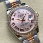 ARF Factory Counterweight Rolex Datejust 278381RBR-0001 31mm Rose Gold Diamond Bezel Roman Numerals Rose Dial