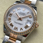 ARF Factory Counterweight Rolex Datejust 278381RBR-0003 31mm Rose Gold Diamond Bezel Roman Numerals White Dial