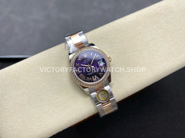 ARF Factory Counterweight Rolex Datejust 278381RBR-0019 31mm Rose Gold Diamond Bezel Roman VI Purple Dial