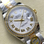 ARF Factory Counterweight Rolex Datejust 278383RBR-0001 31mm Yellow Gold Diamond Bezel Roman VI White Dial