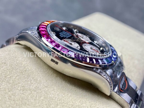 BT Factory Rolex Daytona 116599 RBOW 40mm Full White Gold Diamond Bezel Diamond Black Dial