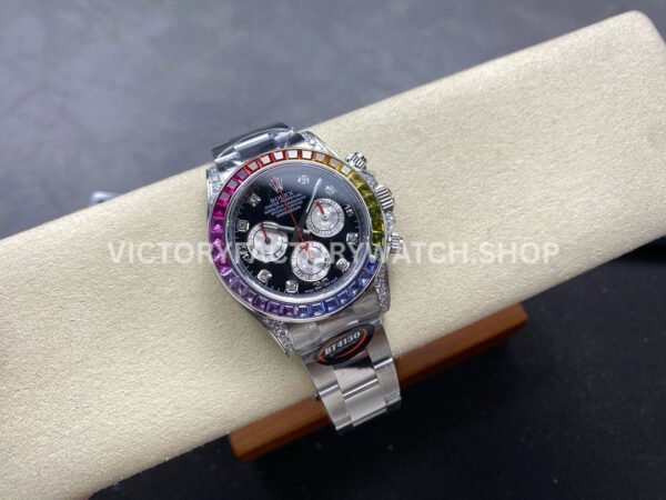 BT Factory Rolex Daytona 116599 RBOW 40mm Full White Gold Diamond Bezel Diamond Black Dial