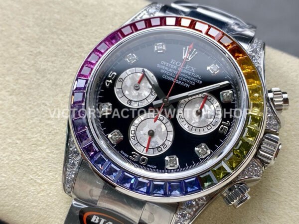 BT Factory Rolex Daytona 116599 RBOW 40mm Full White Gold Diamond Bezel Diamond Black Dial