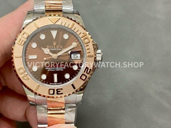 CVS Factory Rolex Yacht-Master 268621-0003 37mm Half Rose Gold Brown Dial (8) Rolex Yacht-Master 268621 rose gold replica