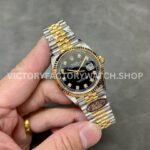 Clean Factory Rolex Datejust 126233-0021 36mm Half Yellow Gold Diamond Black Dial