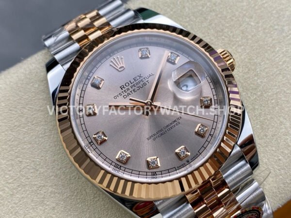 Clean Factory Rolex Datejust 126231 36mm Half Rose Gold Diamond Pink Dial Jubilee