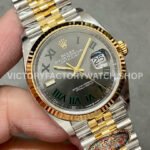 Clean Factory Rolex Datejust 126233-0035 36mm Half Yellow Gold Roman Numerals Wimbledon Grey Dial Jub (1) Clean Factory Rolex Datejust 126233-0035 36mm Half Yellow Gold Roman Numerals Wimbledon Grey Dial Jubilee