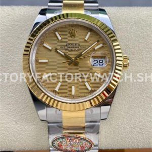 Clean Factory Rolex Datejust 126233-0040 36mm Half Yellow Gold Fluted Motif Gold Dial Super clone