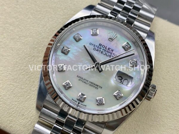 Clean Factory Rolex Datejust 126234-0019 36mm Full 904L Diamond Mop Mother Of Pearl Dial Jubilee