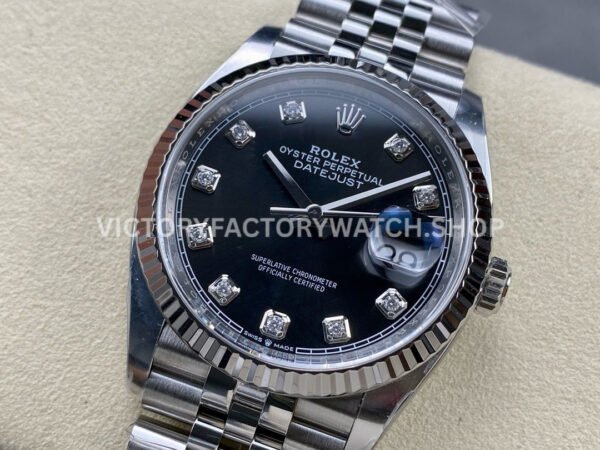 Clean Factory Rolex Datejust 126234-0027 36mm Full 904L Diamond Mop Black Dial Jubilee (6) Clean Factory Rolex Datejust 126234-0027 36mm Full 904L Diamond Mop Black Dial Jubilee
