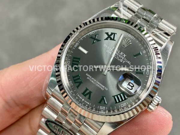 Clean Factory Rolex Datejust 126234-0045 36mm Full 904L Grey Roman Number Grey Dial Jubilee