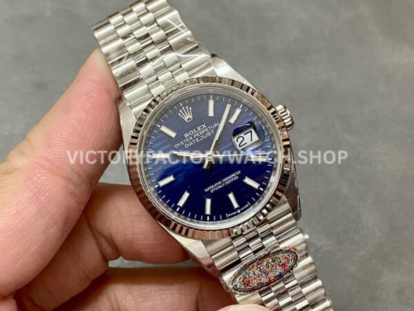 Clean Factory Rolex Datejust 126234-0049 36mm Full 904L Fluted Motif Blue Dial Jubilee (9) Clean Factory Rolex Datejust 126234-0049 36mm Full 904L Fluted Motif Blue Dial Jubilee
