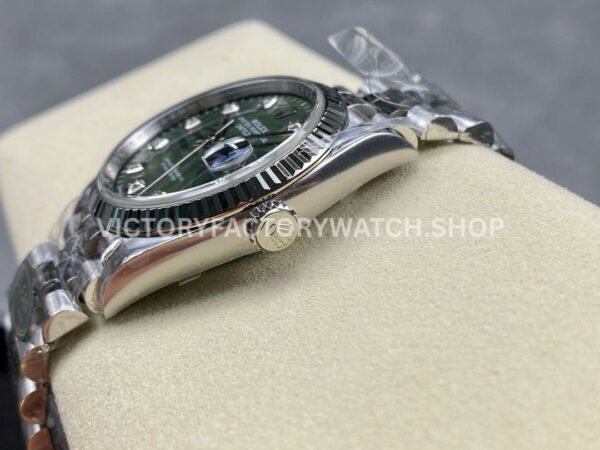 Clean Factory Rolex Datejust 126234-0055 36mm Full 904L Diamond Olive Green Palm Motif Dial Jubi Clean Factory Rolex Datejust 126234-0055 36mm Full 904L Diamond Olive Green Palm Motif Dial Jubilee