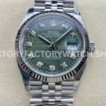 Clean Factory Rolex Datejust 126234-0055 36mm Full 904L Diamond Olive Green Palm Motif Dial Jubi (8) Clean Factory Rolex Datejust 126234-0055 36mm Full 904L Diamond Olive Green Palm Motif Dial Super clone