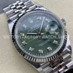 Clean Factory Rolex Datejust 126234-0055 36mm Full 904L Diamond Olive Green Palm Motif Dial Jubile (1) Clean Factory Rolex Datejust 126234-0055 36mm Full 904L Diamond Olive Green Palm Motif Dial Jubilee